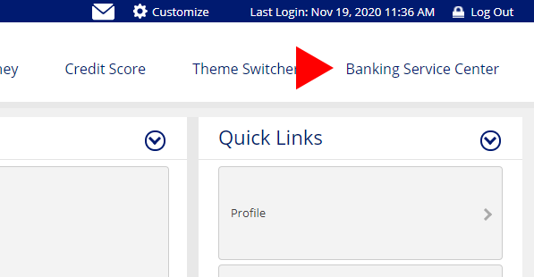 Versatiles Banking Service Center Menu