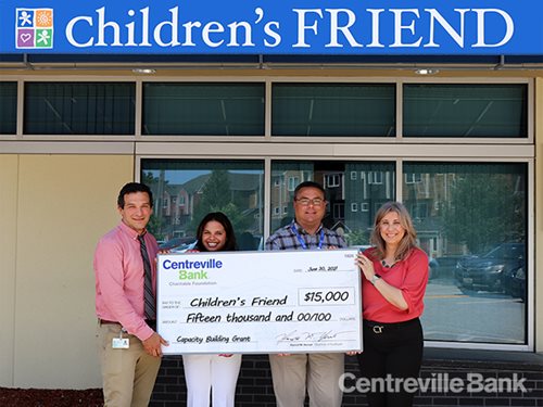 Centreville Bank Charitable Foundation Children's Friend Check Presentation