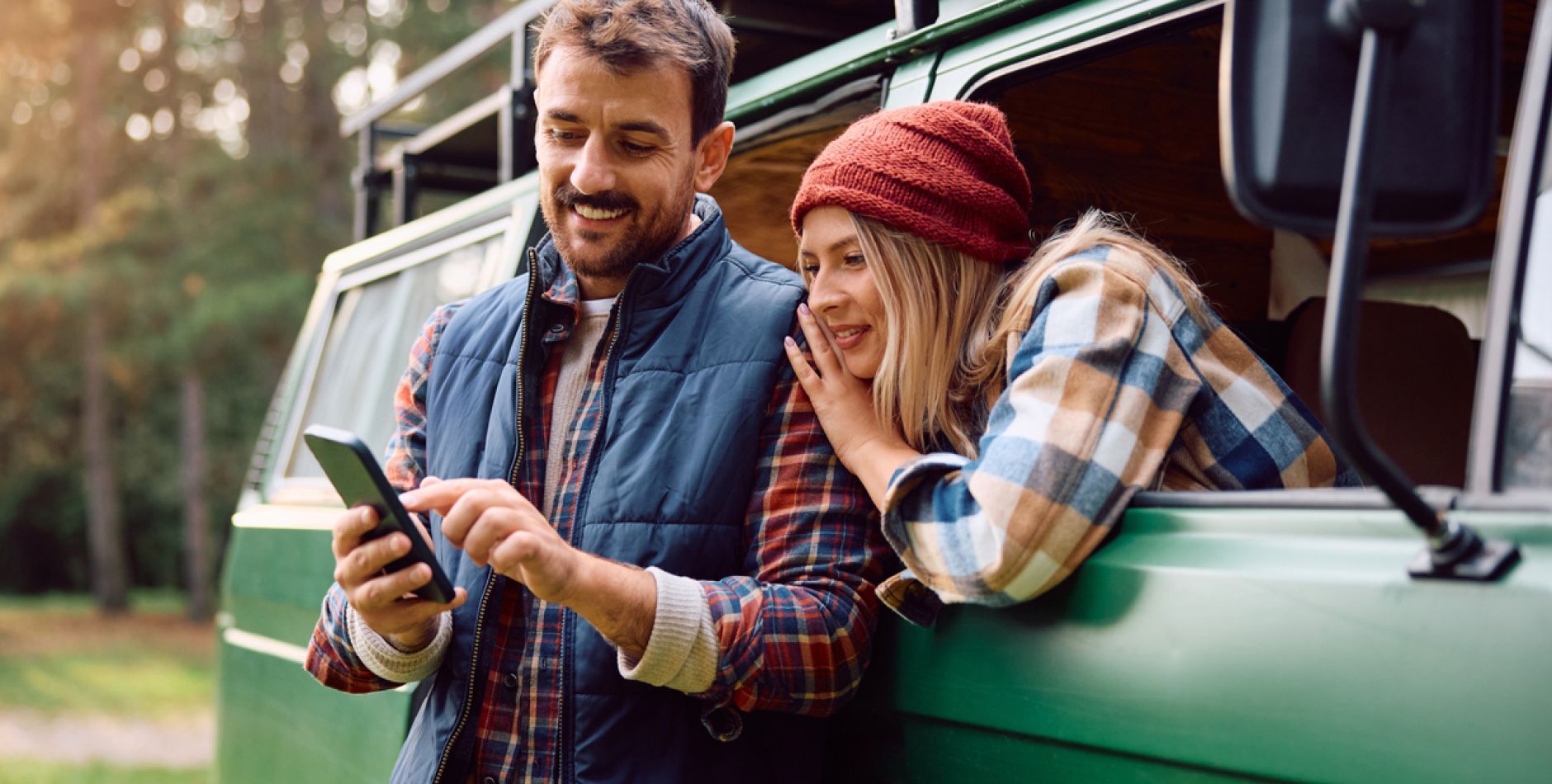 A couple looking at phone